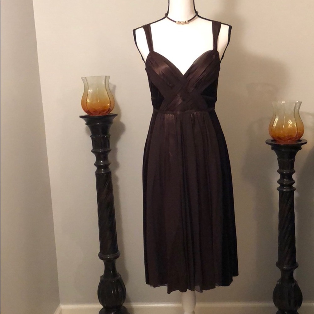 Brown Velvet and Sheer Cocktail Dress
